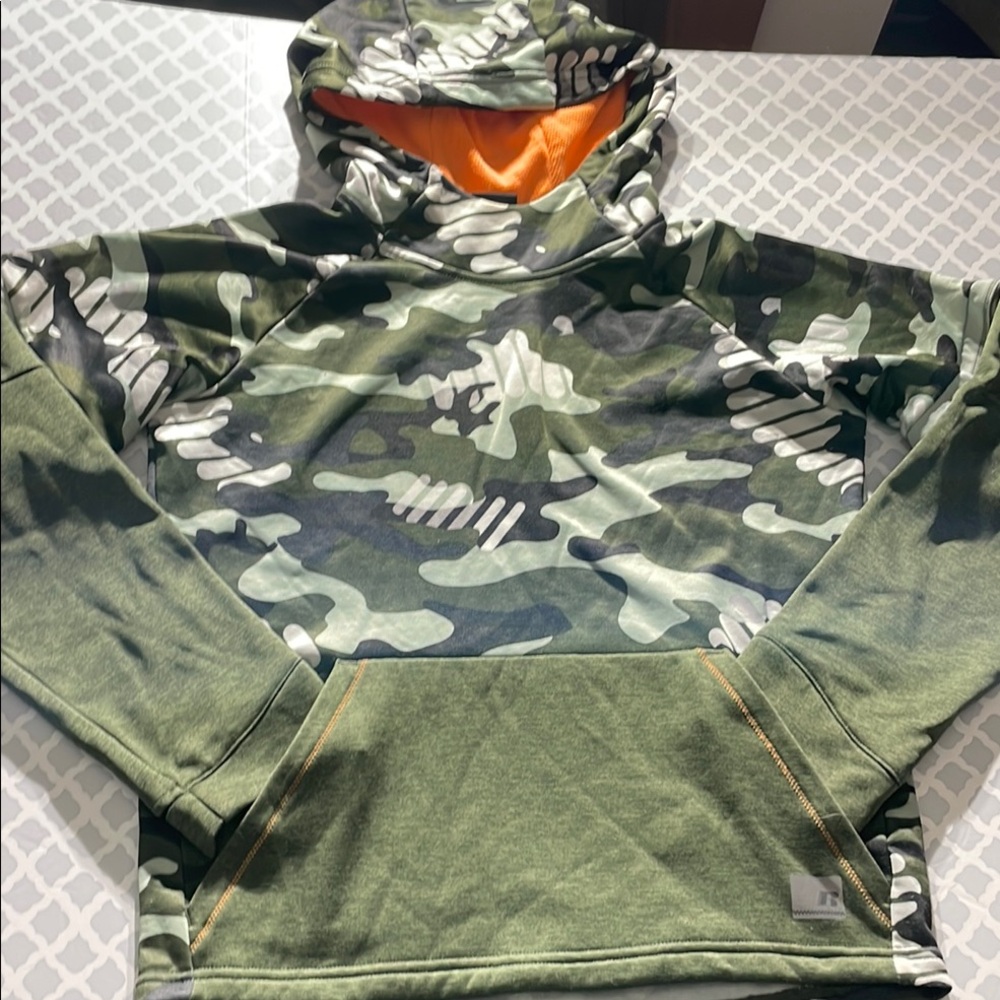 Camo Hoodie with Orange Lining